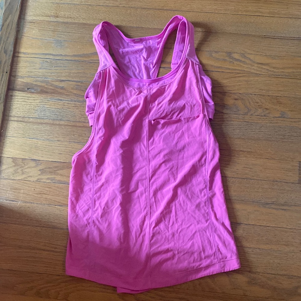 Hot pink Lululemon athletic tape with built in adjustable bra